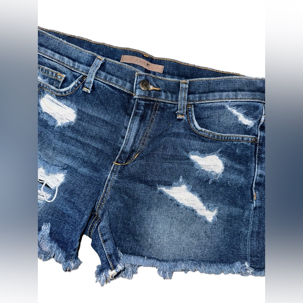 Joe’s Jeans 4 Inch Cut Off Distressed Dark Wash Denim Shorts Women’s 28 - Picture 3 of 5